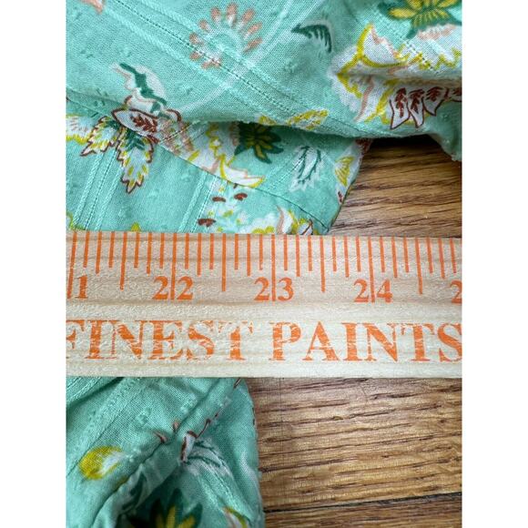 Torrid Blouse Plus Sz 4X Mint Green Cotton Clip Dot Blouson Sleeve Smocked Top - Picture 6 of 8